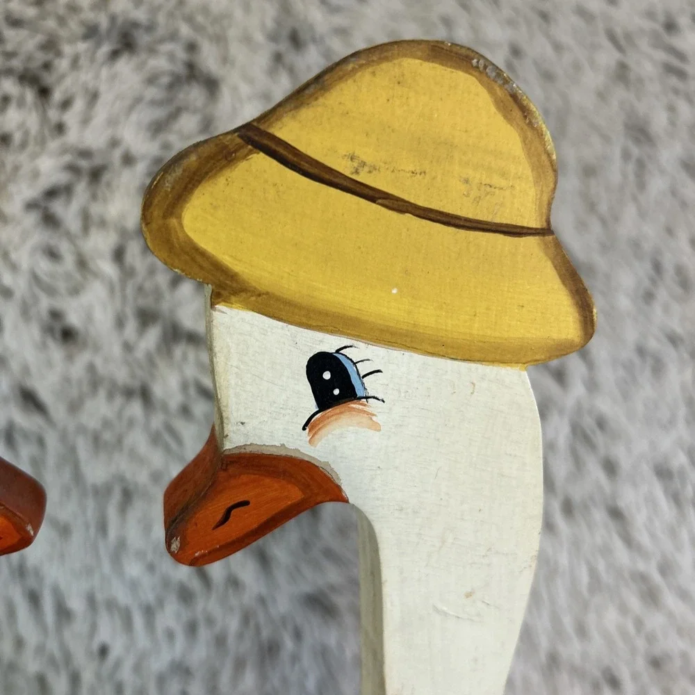 Duck Goose Pair Mates Male Female Shelf Sitters Handmade Vtg‎ Granny Primitive
